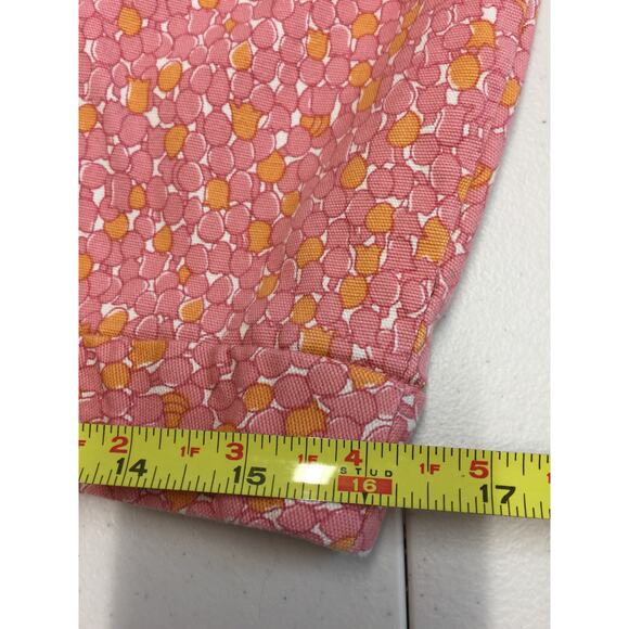 Talbots Pink Orange White Polka Dot Back Kick Vent Cotton Pencil Skirt 12P - Picture 5 of 8